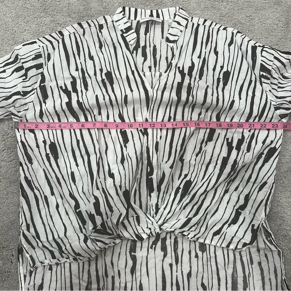 Patrizia Luca Cotton Gathered Front Hi-Lo Top White & Black Women’s Sz M/L NWOT - Picture 8 of 10
